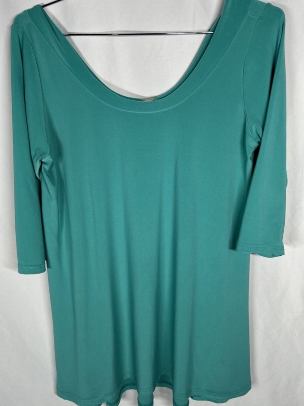 Sympli Aqua Green Tunic Top Women's Size 12 Square Neck 3/4 Sleeve